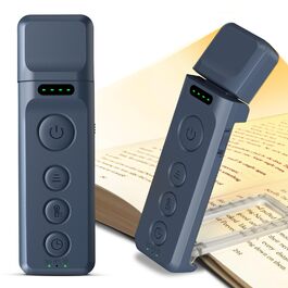 Ліхтар для читання Glocusent з кліпсою, таймером та 5 рівнями яскравості, сіро-блакитний - для книг у ліжку, USB-зарядка