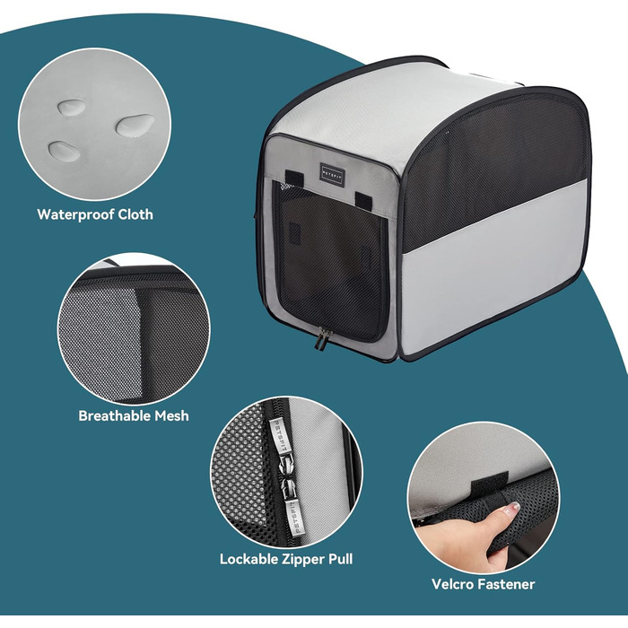 Клітка для собак Petsfit, складана, сіра, середнього розміру (68.5 x 39.5 x 56 см)