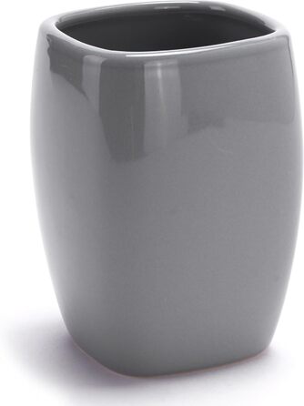 Аксесуари для ванної кімнати MSV Keramik - набір 3 шт: дозатор для мила, мильниця, стакан для зубних щіток сірого кольору