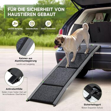 Рампа для собак Fellie - складана, для великих, середніх та малих собак, до 100 кг, 170 см