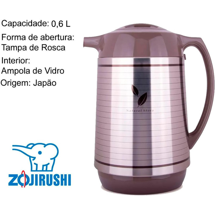 Термос Zojirushi Thermokaraffe, 1 л, білий (600 мл, сатинова поверхня) - Японська якість
