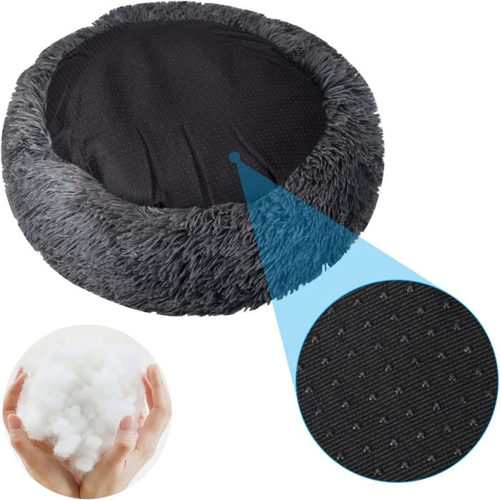 М'яке кругле ліжко для котів та собак. Ліжко-подушка для домашніх тварин, 70см/60см, білий/сірий колір