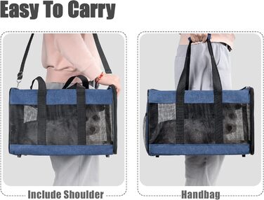 Транспортна переноска для собак та котів HITSLAM, складана, блакитна (M/L)