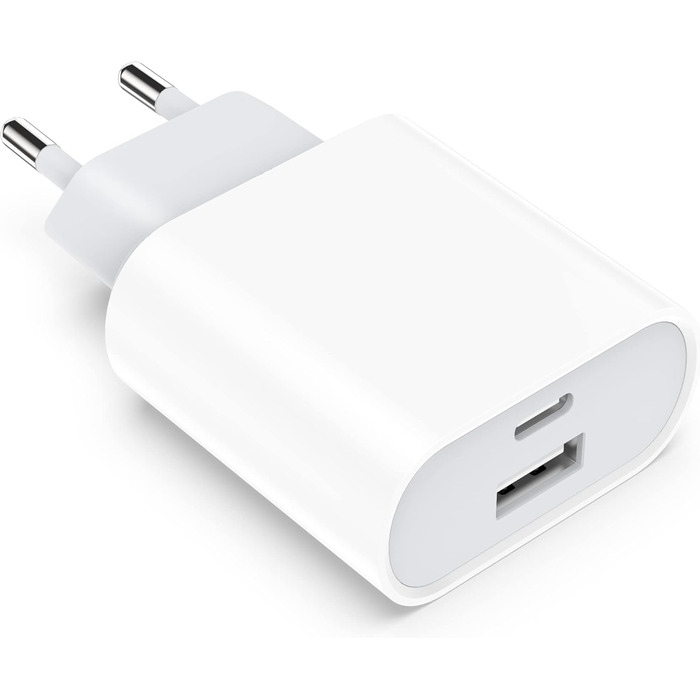 Мережевий адаптер USB-C 20W 2 порти для iPhone 16/16 Pro/16 Pro Max/16 Plus/15/14/13/12/11 Pro Max/X/XS, Samsung, швидка зарядка, зарядний пристрій