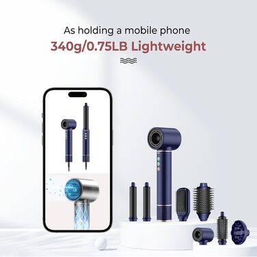 Фен-щітка Air Styler Pro 6 в 1: 1000W, для всіх типів волосся (блакитний)