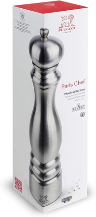 Млинок для перцю PEUGEOT Paris Chef 30 см, нержавіюча сталь, регулювання помелу u'Select, сріблястий