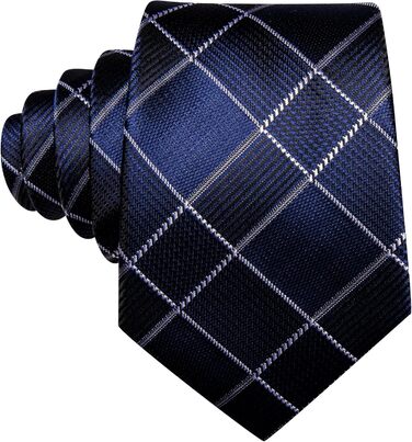 Чоловіча краватка Barry.Wang з кишеньковим хустинкою та запонками, набір в клітинку, блакитна для весілля та урочистих заходів