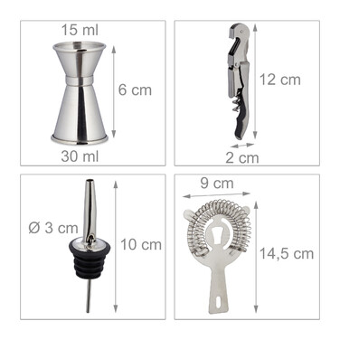 Relaxdays 9-Piece Cocktail Set with Stand