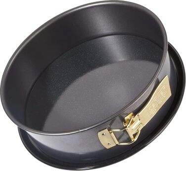 Zenker Springform Ø 28 cm DELUXE, Spring pan with enamel-sealed flat bottom and steel drip guard, round cake pan with extra-high rim (Color: Metallic Black), Quantity: 1 piece