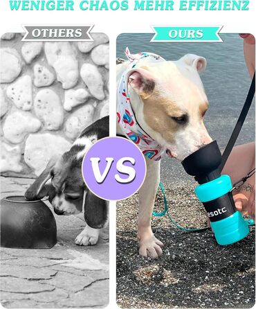 Складана пляшка для води для собак Lesotc 800 мл, блакитний колір, для прогулянок, подорожей та кемпінгу