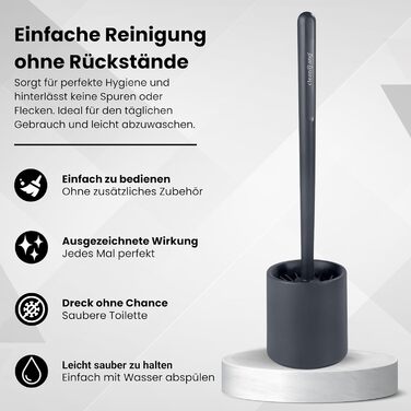 Щітка для унітазу Cleangang® з тримачем, силіконова, комплект - унітазна щітка, антрацит