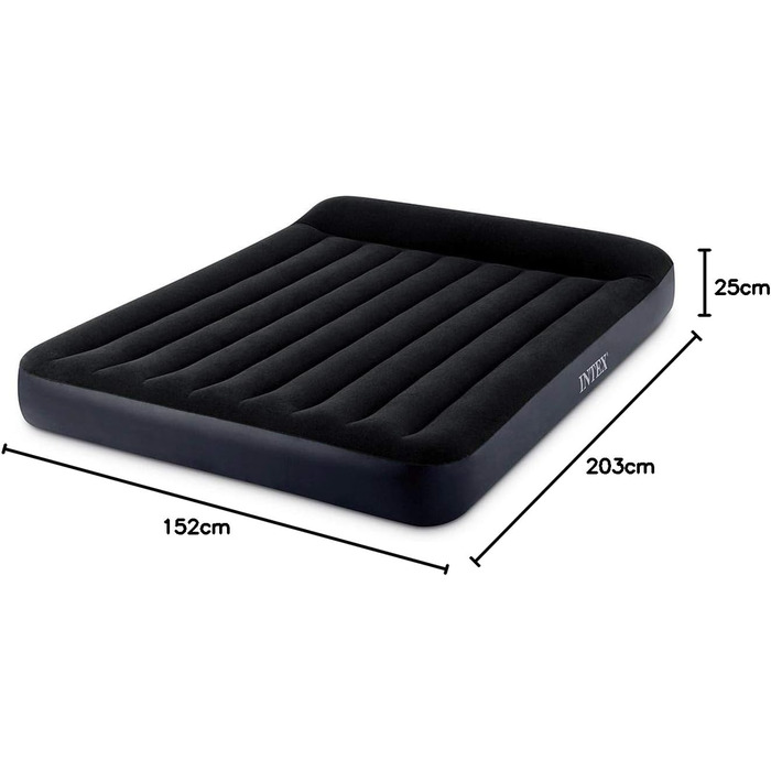 Надувний матрац Intex Dura Beam Pillow Rest King 182x203x25 см, чорний. Без насоса