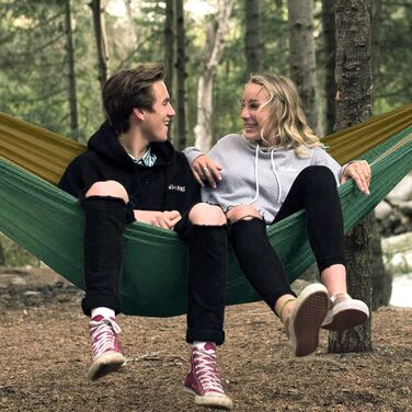 Гамак туристичний Ultraleicht Glymnis для відпочинку на природі, 275x140 см, 300 кг, темно-зелений/коричневий