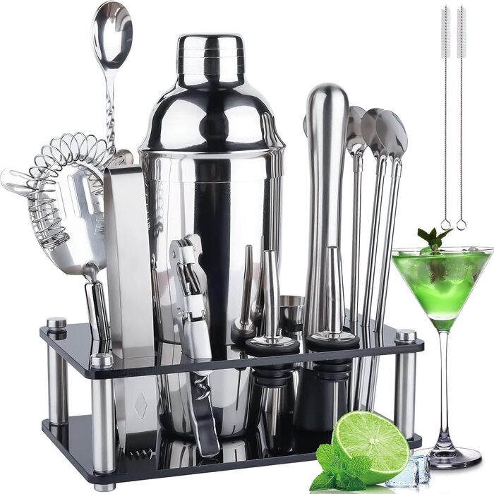 Набір для коктейлів, нержавіюча сталь, 17 предметів, 750мл шейкер, барний аксесуар для дому та бару