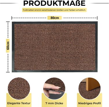Привітальний килимок BLADO для дому та вулиці, протиковзкий та зносостійкий, коричневий, 60x80 см