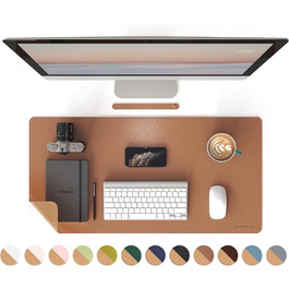 RENMTURE Килимок для миші з натурального корку та PU-шкіри, 80 x 40 см, захист столу, антиковзаюча поверхня, водонепроникний, для офісу та дому (Коричневий)
