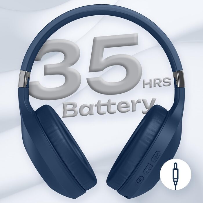 PowerLocus Bluetooth навушники Over-Ear: бездротові, складні, з мікрофоном, Hi-Fi стерео, глибокий бас, для телефону, планшета, ПК (блакитні)