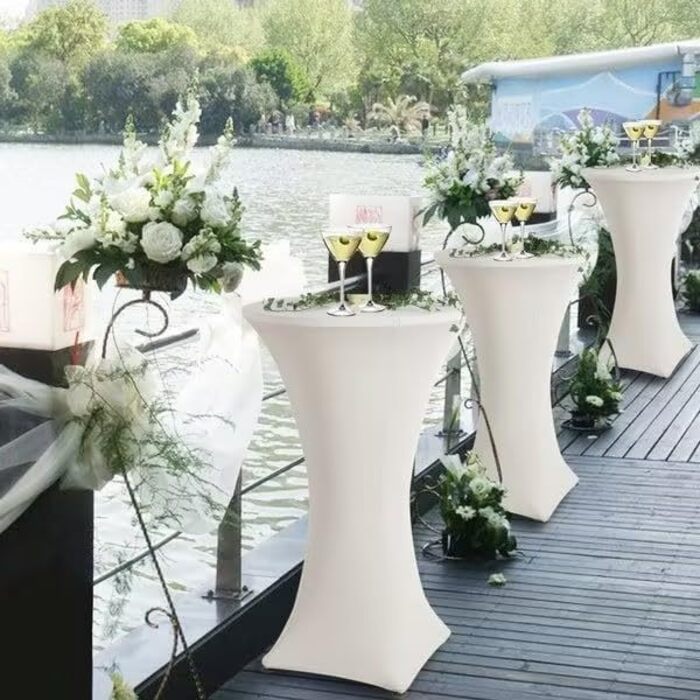 6 Piece Table Covers Table Spandex Stretch Tablecloth 80cm, for Bistro Table Ø 80-85 cm, For Round Table Wedding Birthday Party Banquet Table Decoration (80 cm, white)