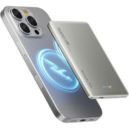 Powerbank Kuulaa Magsafe 5000mAh PD 20W: Тонкий магнітний павербанк для iPhone 15/14/13/12, Titanium