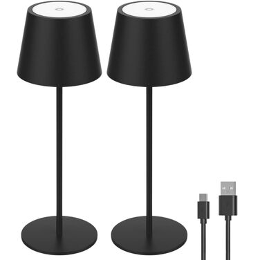 Світлодіодний настільний світильник LUXULA з димером, акумулятором та сенсорним керуванням - 3 кольори світла CCT - Бездротовий, для дому та вулиці, IP44, USB - Набір 2 шт.