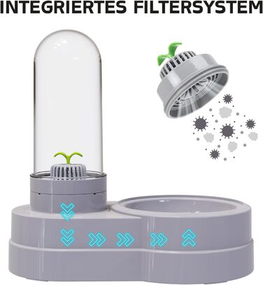 Автоматичний поїльник для котів та собак, 580 мл, фонтанчик для тварин з фільтром (сірий)