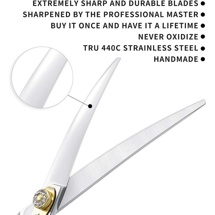 Професійна фенувальна ножиця для собак Dream Reach 7 дюймів (440C сталь)