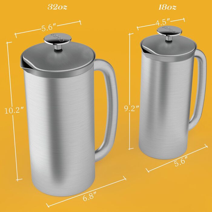 ESPRO P7 Френч-прес з подвійними стінками, ізольований, з нержавіючої сталі, з мікрофільтром, 0.95 л, для приготування кави та чаю