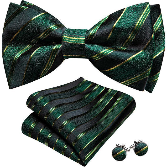 Комплект краватки та хустинки Barry.Wang Paisley, чоловічий, для весілля та урочистих подій (Зелено-чорний)