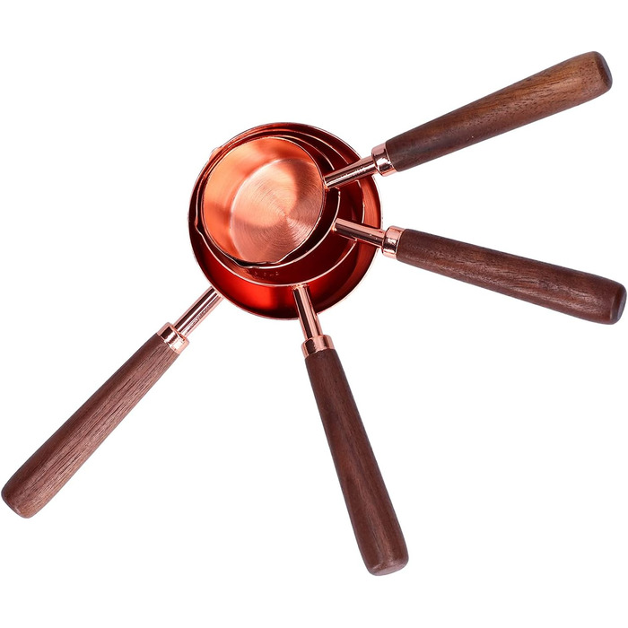 Measuring Spoon Set, 4 Measuring Cups in Rose Gold with Scale, Stainless Steel Measuring Spoons for Kitchen Utensils (Size: L)