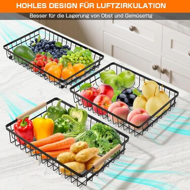 Металева фруктова корзина GMISUN з 3 ярусами та підставкою для бананів, чорна, сучасний дизайн. Підходить для зберігання фруктів, овочів та закусок. Велика місткість, 3 яруси.