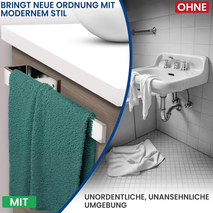 Тримач для рушників на стіну rtmr, хром, 32 см. Стильний тримач для рушників з алюмінію, для ванної кімнати та гостьового туалету. Компактний, настінний.