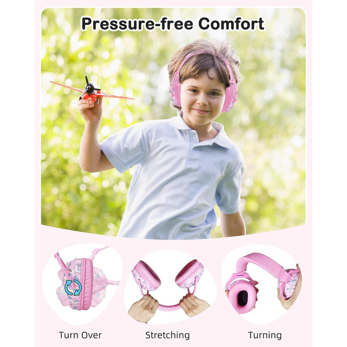 Навушники шумоізоляційні для дітей ZOHAN 030, 3-18 років, для дітей з аутизмом, для школи та концертів, рожевий єдиноріг