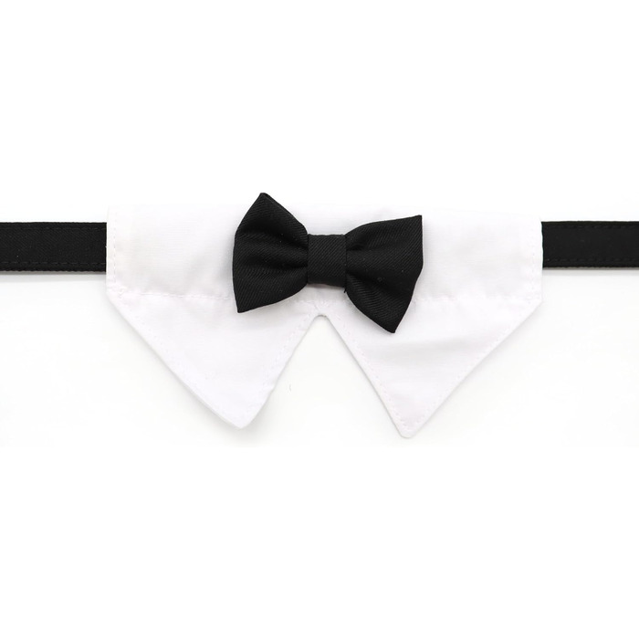 Ошатний нашийник Croci Ceremony для собак з бантиком, для весілля, атлас, срібні деталі, для середніх та великих собак, розмір 41–66 см (Чорний, L)