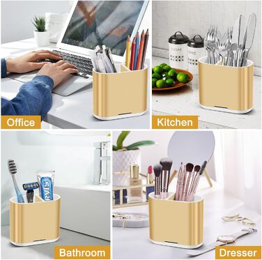 Тримач для зубної щітки електричної, органайзер для ванної кімнати, знімний, з отвором для стоку води, для сім'ї, дітей (Brushed Gold, Medium)