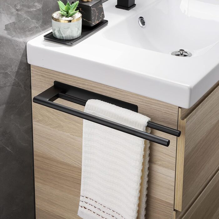 Рушникотримач Doppelt на стіну без свердління, 304 нержавіюча сталь, сріблястий, 39 см (чорний Doppelt)