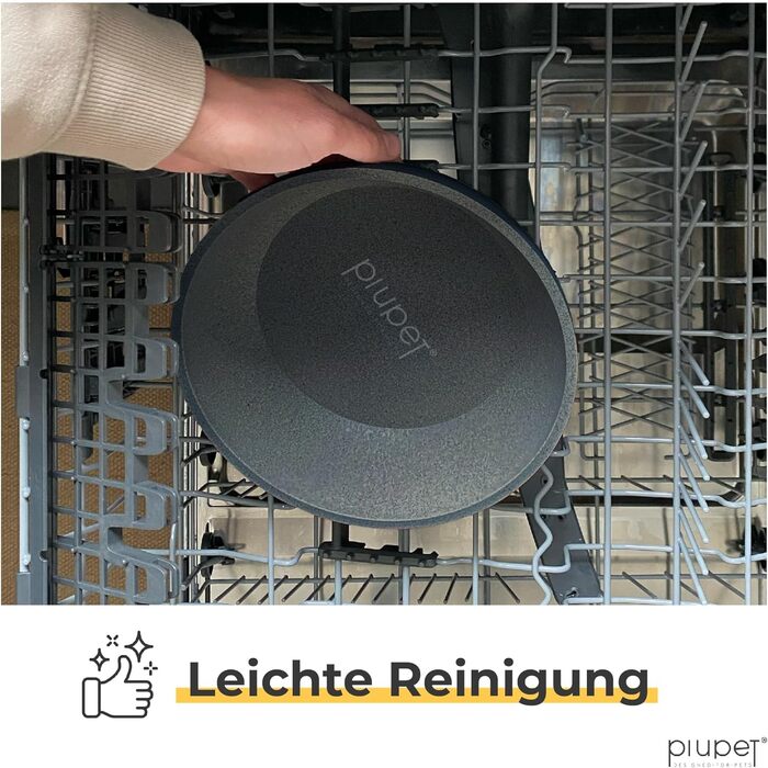Миска для собак PiuPet® 2 шт. по 1,6 л, сіра, для великих собак, миска для корму та води, миється в посудомийній машині, діаметр 21,5 см