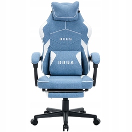 Ігрове крісло DEUS Edge Light Blue з підніжкою, тканина