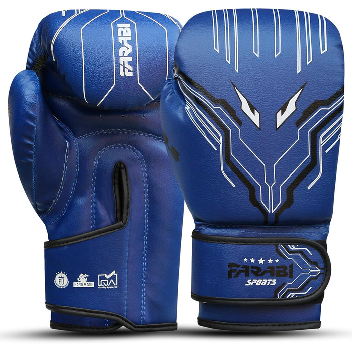 Боксерські рукавички Farabi для дітей (6oz, синій) – MMA, Муай Тай, бокс, тренування, 5-10 років
