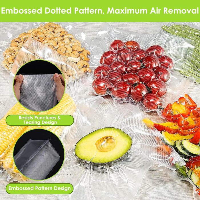 Vacuum Bags, Glovios 9 Rolls Vacuum Sealer Bags, 28/20 x 300cm Vacuum Bags for Food, Vacuum Sealer Film Bags, Vacuum Bags for Vacuum Sealer, Foil Sealing Machine, Cookable and Sous Vide
