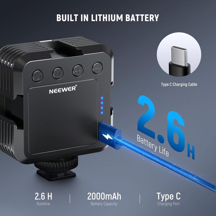 NEEWER NL-36AI RGB LED панель для відеозйомки: 8W, 2700K–7500K, регульоване RGB освітлення, 4000mAh, металева, для DSLR, стрімінгу