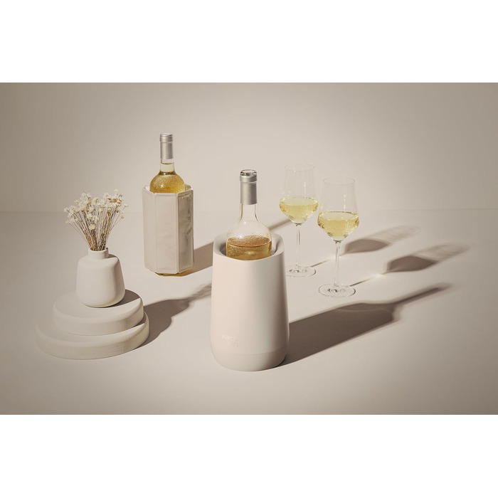 Vacu Vin Weinkühler Elegant: Ізольований охолоджувач для вина з акумулятором, нержавіюча сталь, для стандартних винних пляшок (пісок)