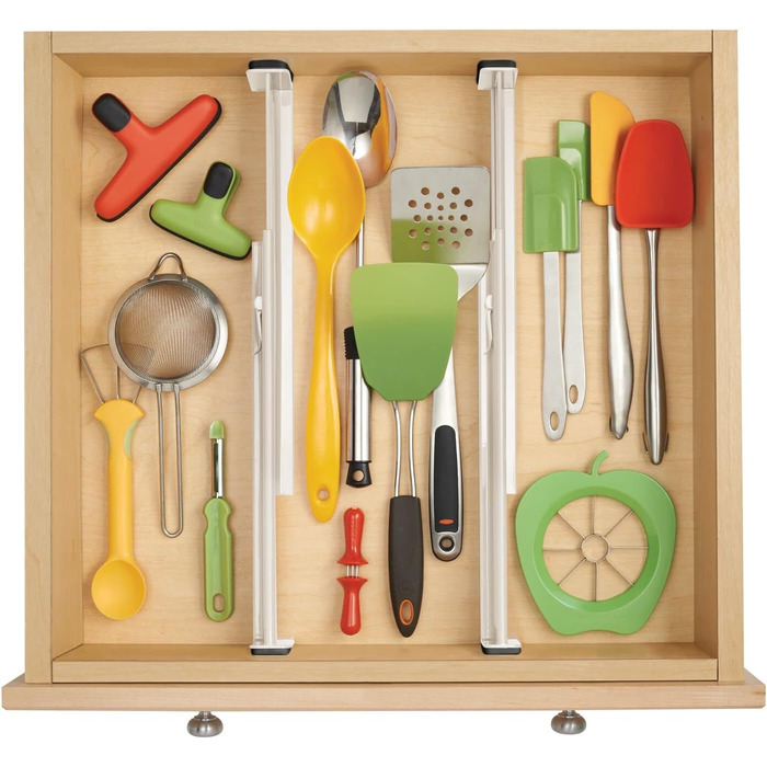 mDesign Adjustable Drawer Organizer – Practical Drawer Dividers for Cabinets and Dressers – Flexible Plastic Compartmentalizer – 8-Piece Set – Smoke Gray and Black (Cream Color)