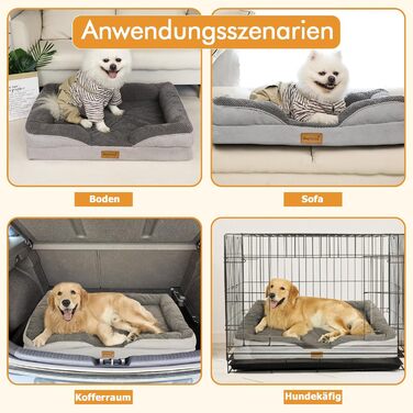 Orthopedic Dog Bed for Large Dogs - Dog Basket, Dog Sofa, Washable with Oval Foam, Dog Couch with High Rim and Non-Slip Bottom for Large Dogs, 111x80cm