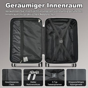 Набір валіз Joyway 6шт з TSA-замком, 4 колеса, зелений (білий), включає багатофункціональну сумку та кулькову сумку