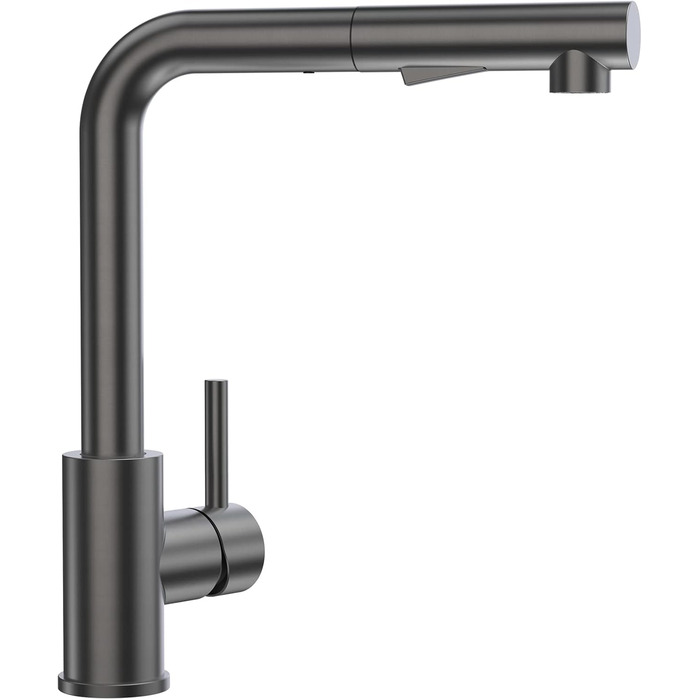 Змішувач кухонний висувний CECIPA з душем, нержавіюча сталь, 2 режими, 360° обертання, високий тиск, щіткова сталь (грашко-чорний)