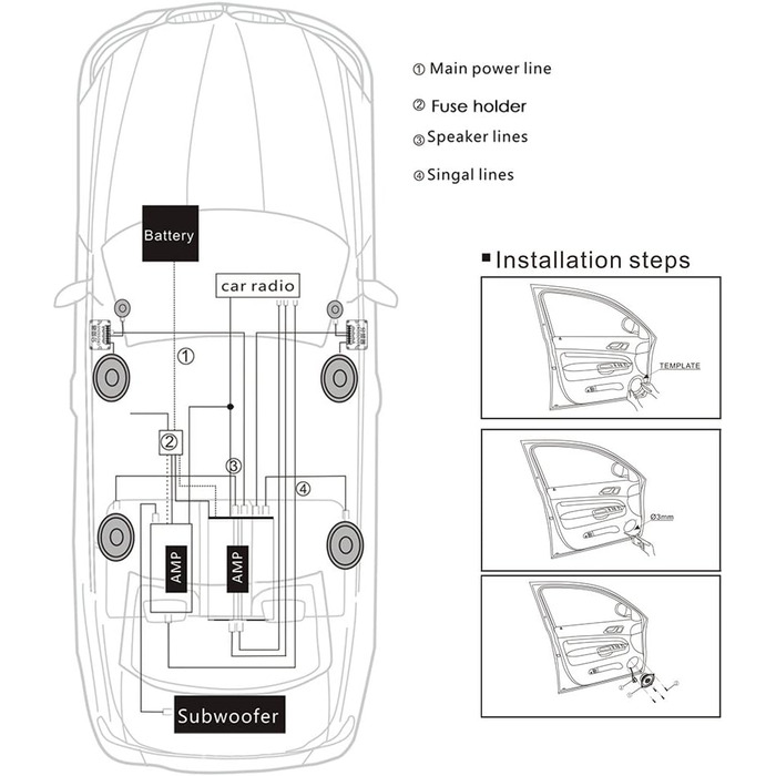 Автомобільні коаксіальні HiFi динаміки ePathChina 10,2 см, 60 Вт, 2-смугові, стерео, комплект 2 шт.