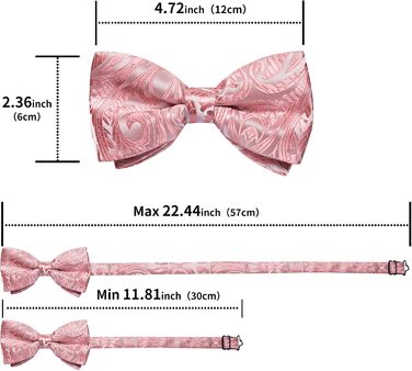 Метелик чоловічий DiBanGu Seide Paisley темно-рожевий (7001) з нагрудною хустинкою, шпилькою та запонками для весілля, вечірки, випускного