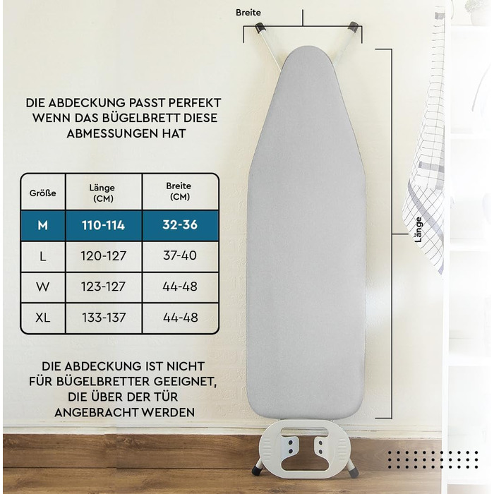 Чохол для прасувальної дошки Encasa XO Metaizowane Siikon, 125x39 см, з піною, термостійкий, сріблястий