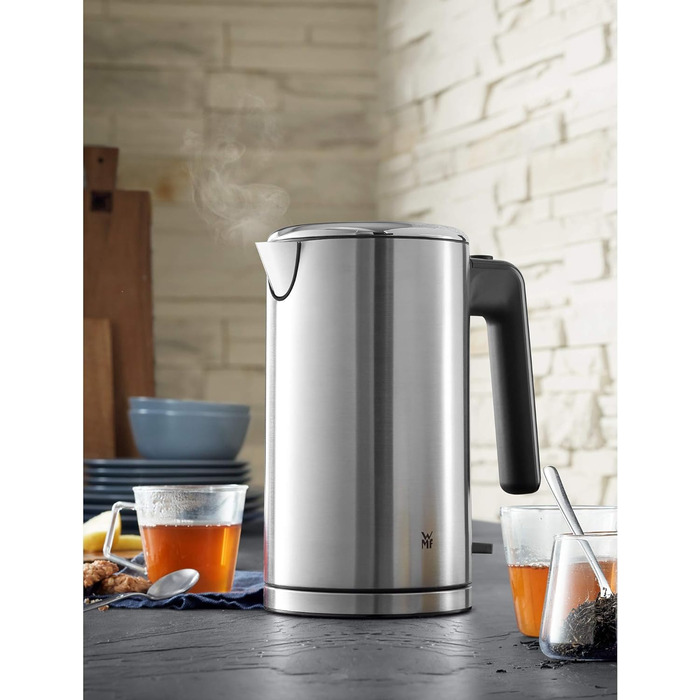 WMF Lono Double-Walled Stainless Steel 1.3L Electric Kettle with Scale Filter, 2400 Watts, Safety Touch, Matte Stainless Steel Single