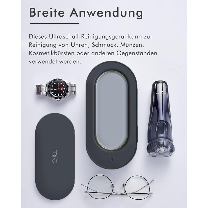 Ультразвуковий очищувач для окулярів та прикрас (срібне покриття) | Очищувач окулярів | Очищувач прикрас | Чорний